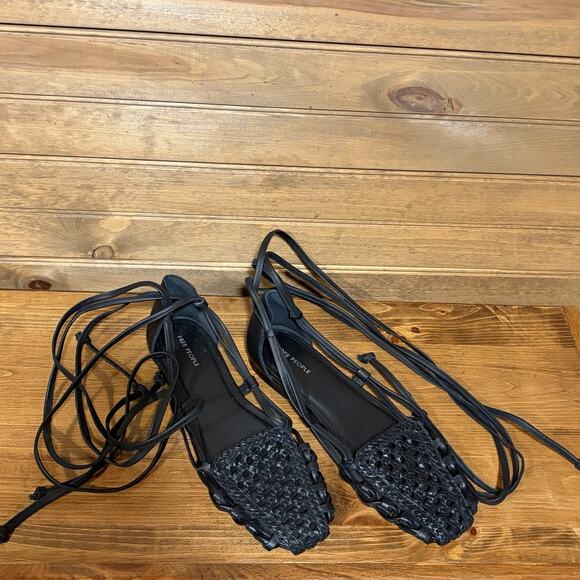 Free People Harlow Woven Wrapped Flats Shoes Women’s Size 8.5 Straps Goth Boho - Picture 2 of 9